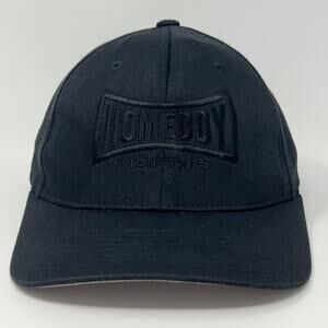 Homeboy Industries Hat Baseball Cap 6 Panel Black On Black FlexFit S-M